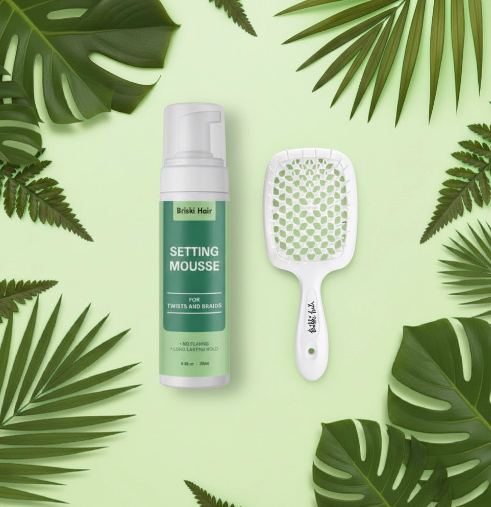 Briski Hair Smooth & Set: Detangling Brush + Mousse Combo